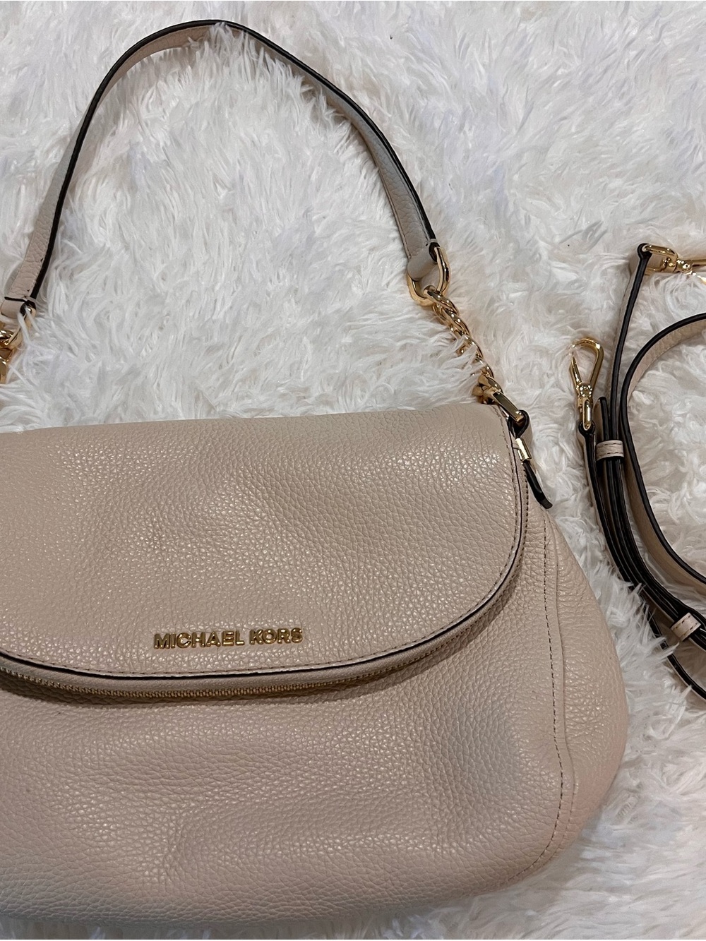 Michael Kors Beige Pebble Leather Shoulder Bag